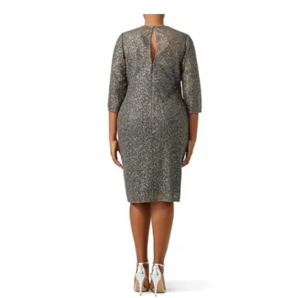 Kay Unger Grey Sparkle Jagged Edge Sheath Dress - Picture 8 of 16